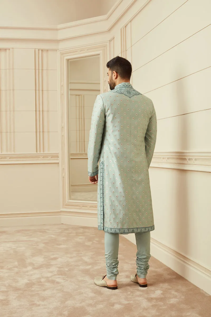 Sea Green Brocade Sherwani