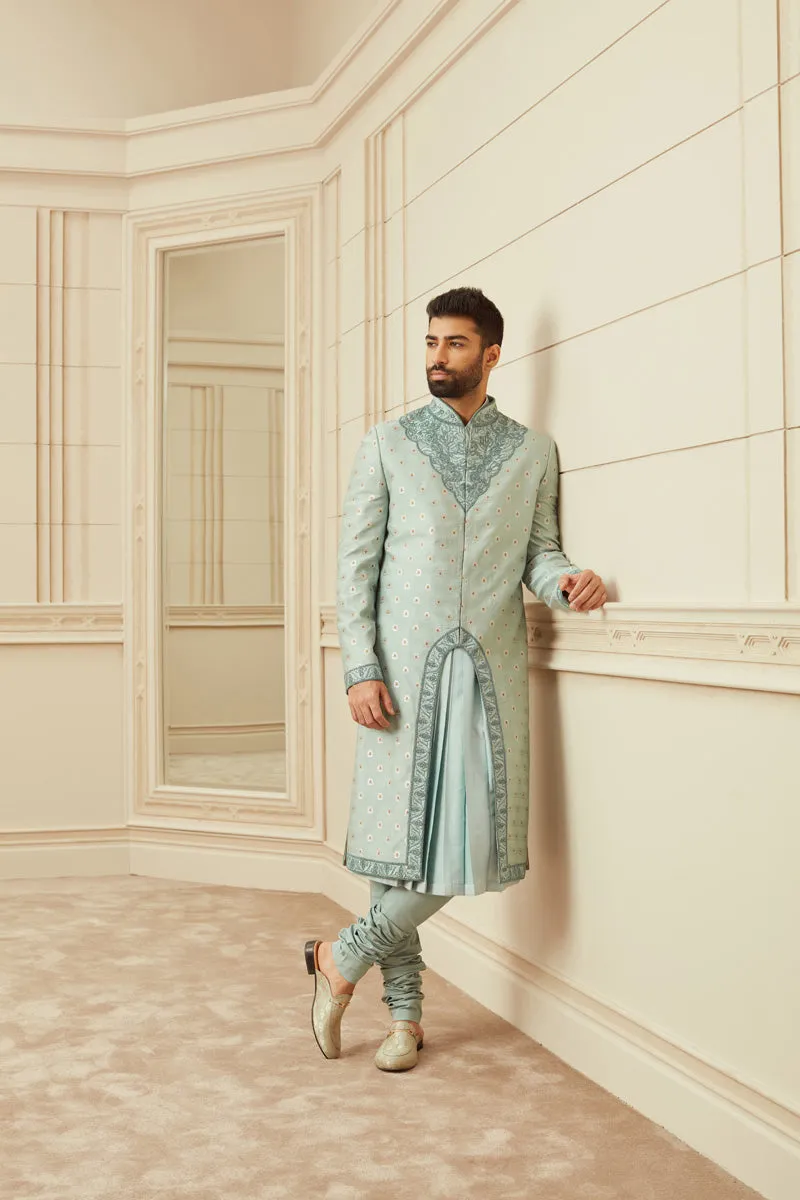 Sea Green Brocade Sherwani