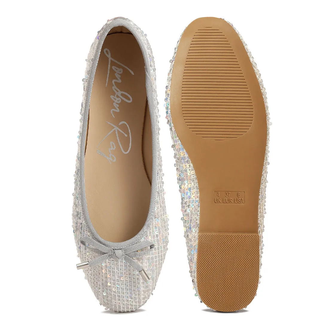 Sequin Embellished Ballet Flats