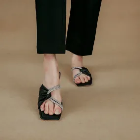 Shimmery Crisscross Flats Black