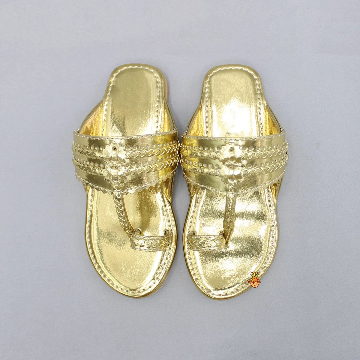 Shiny Braided Kolhapuri Flats