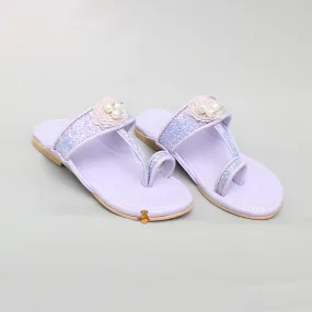 Shiny Lilac Kolhapuri Style Flats