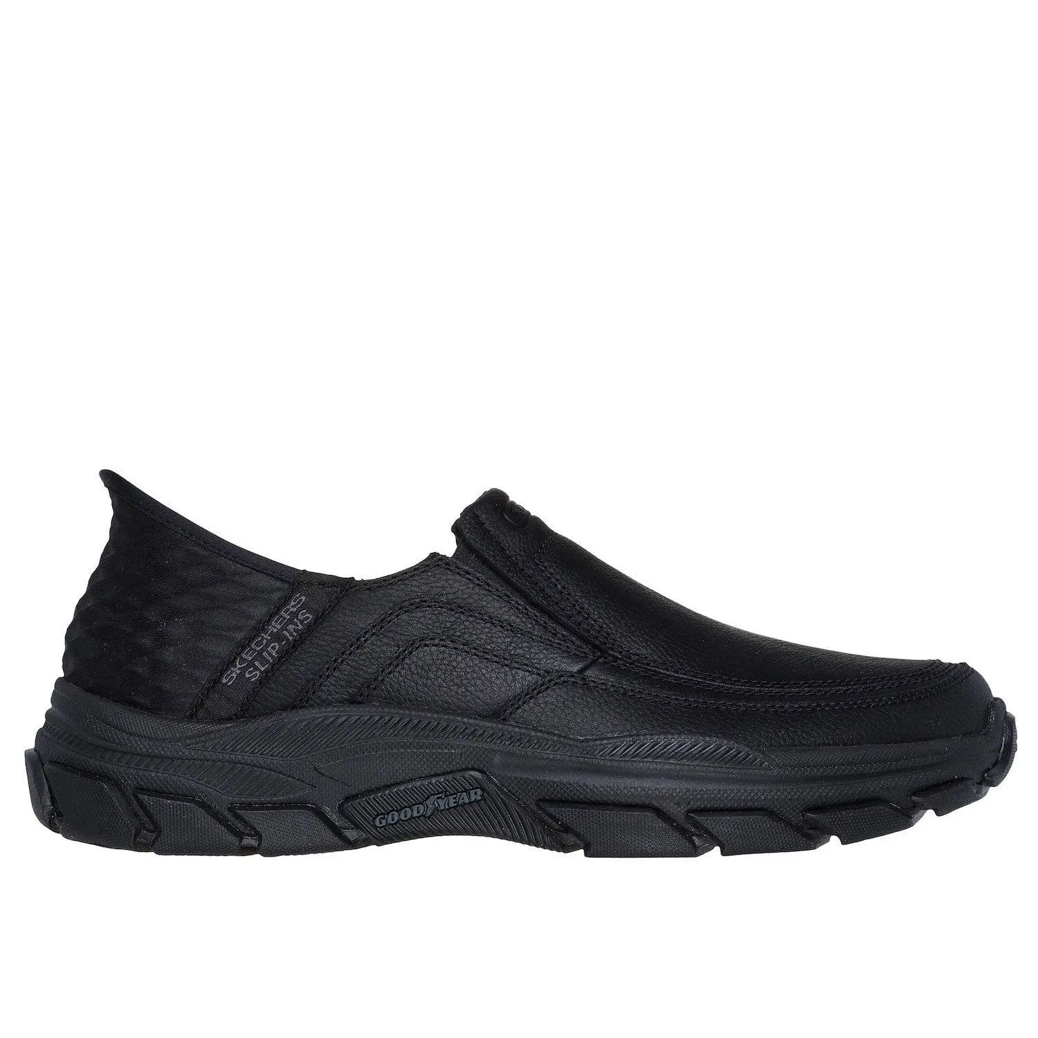 Skechers 204810 Respected - Elgin Hands Free Relaxed Fit Mens Wide Black Leather Slip On Loafers