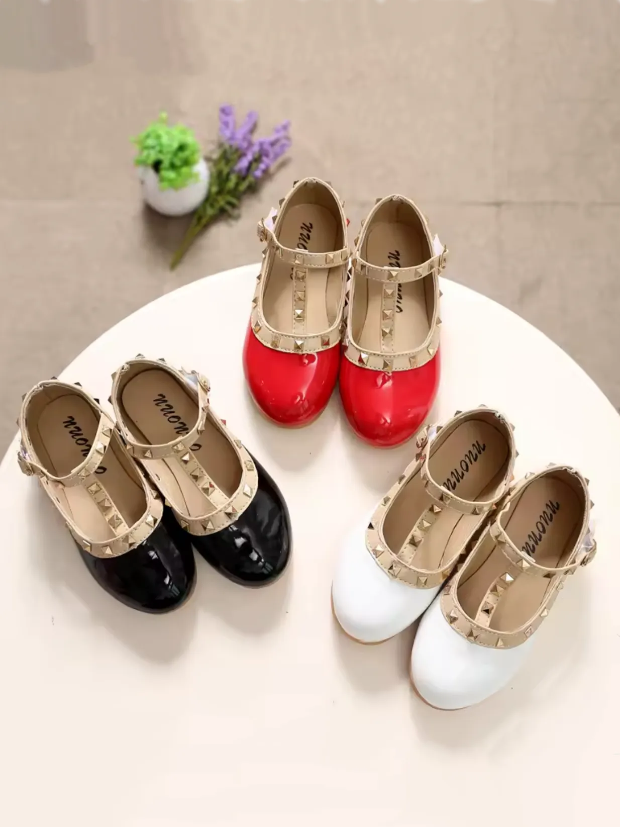 Studded Runway T-Strap Flats By Liv and Mia