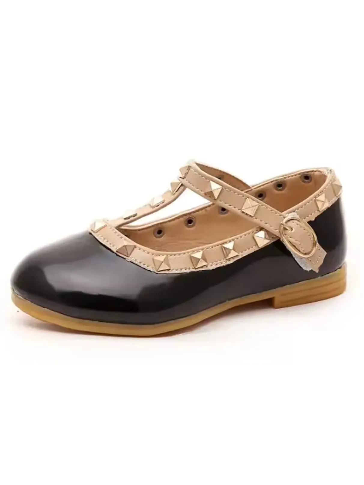 Studded Runway T-Strap Flats By Liv and Mia