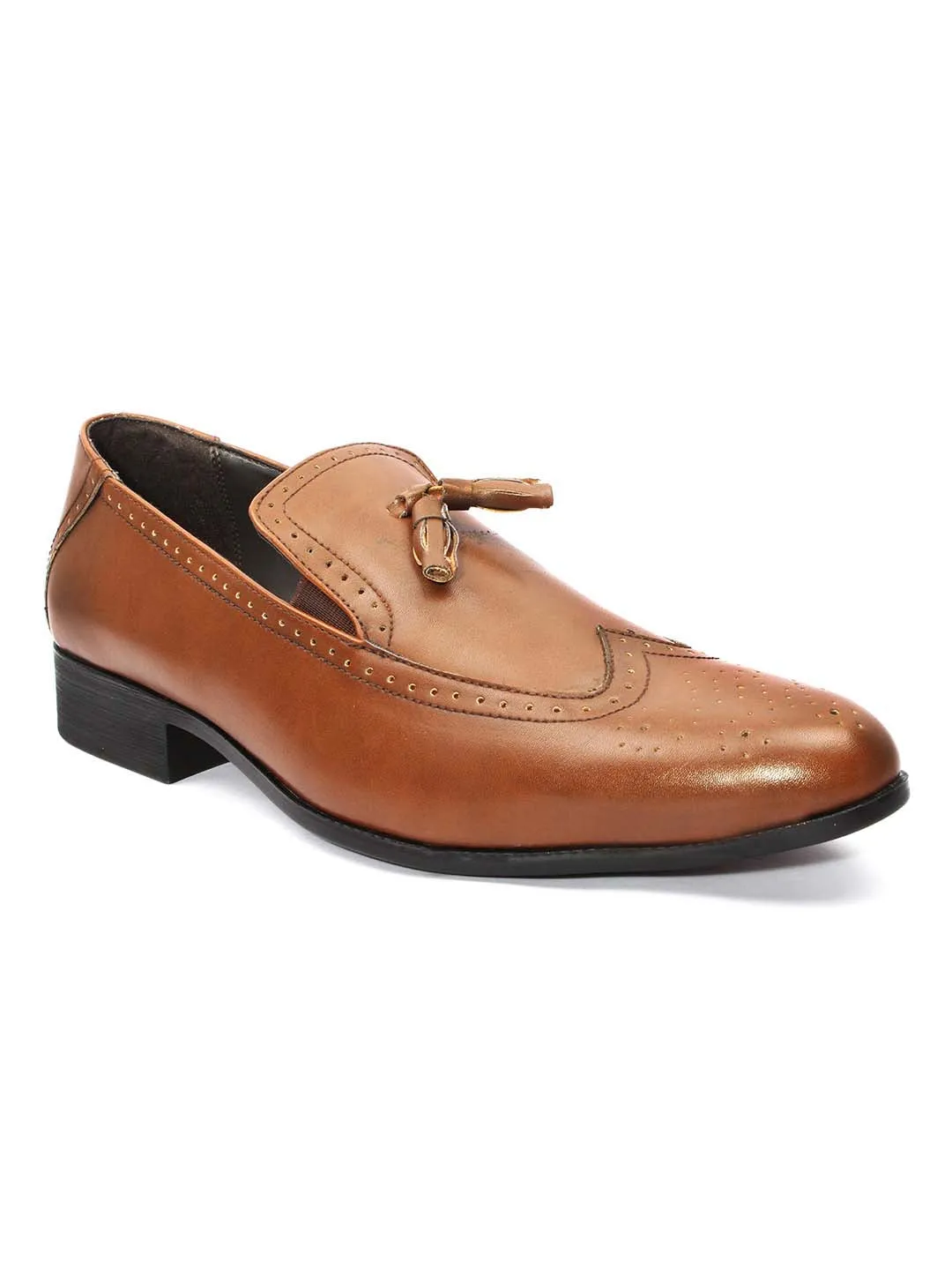 Tan Brogues Tassel Loafers