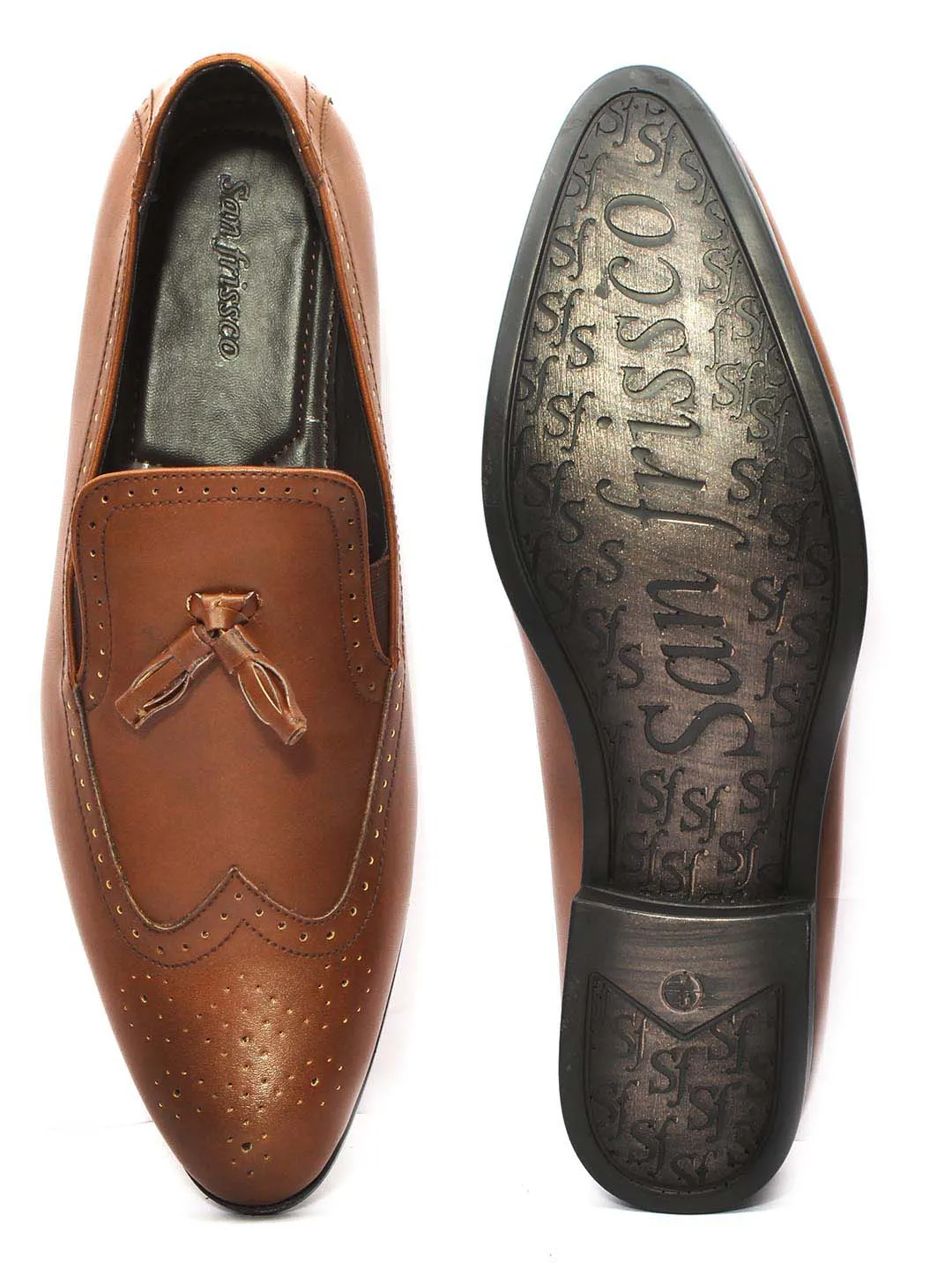 Tan Brogues Tassel Loafers