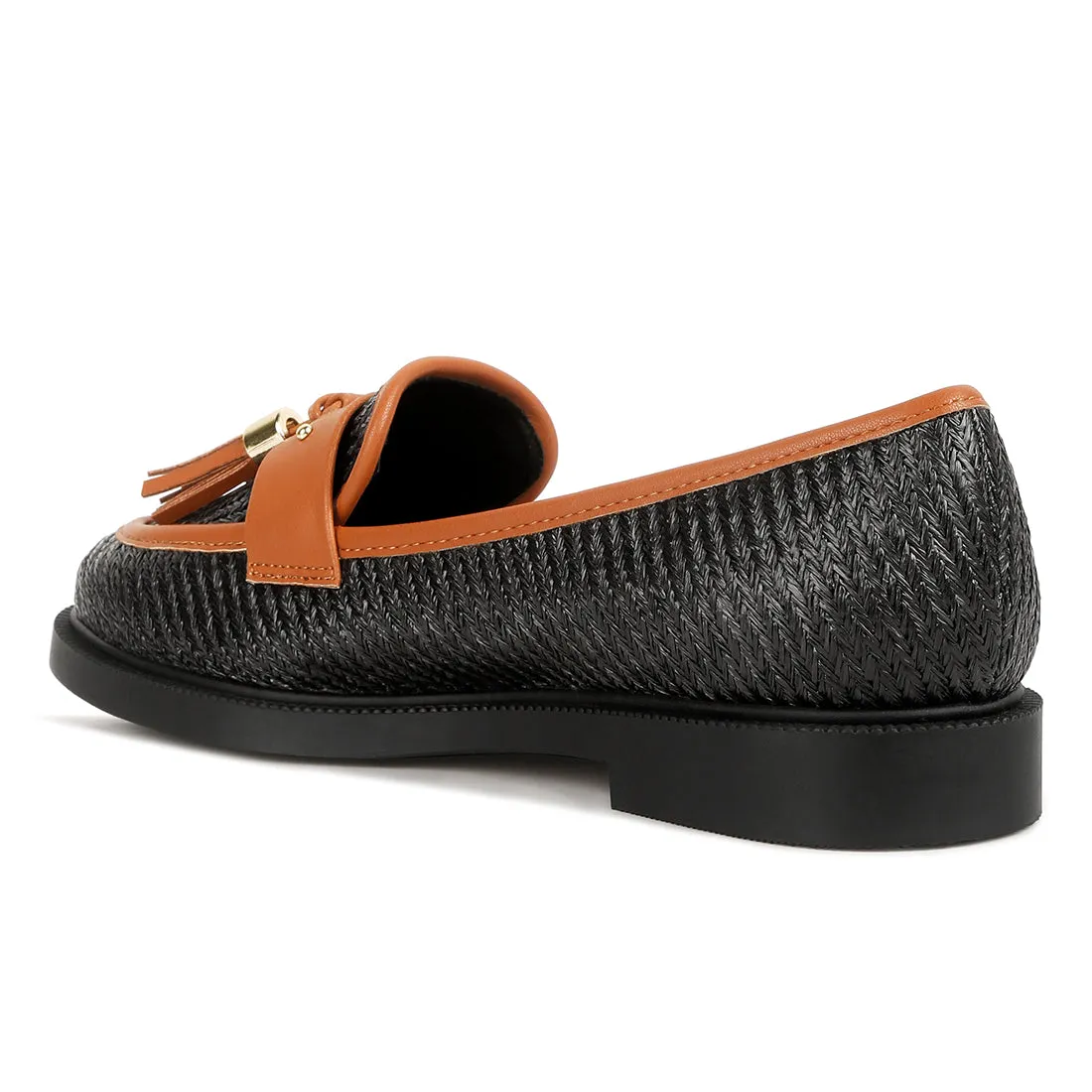 Tassle Detail Raffia Loafers