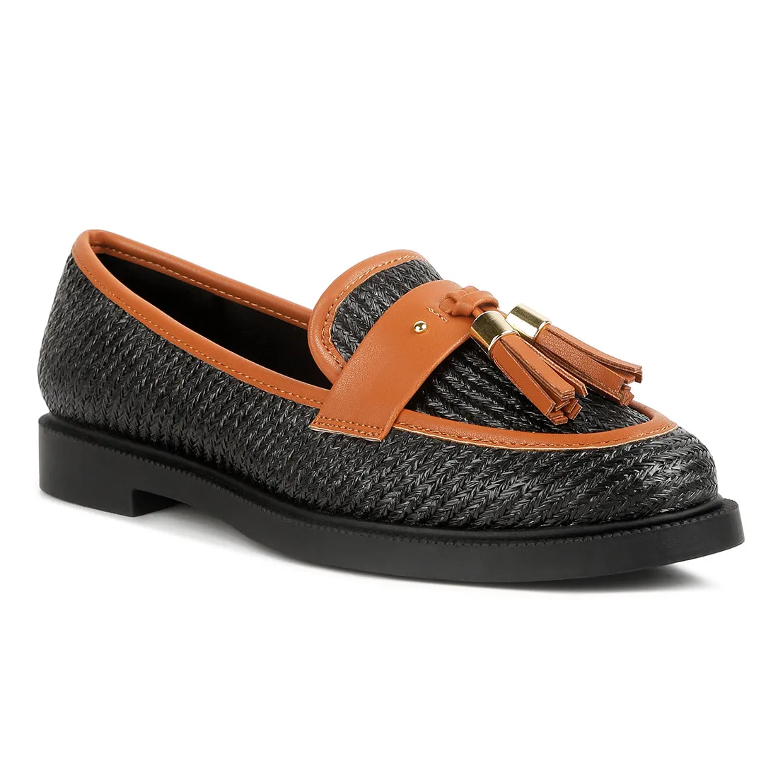 Tassle Detail Raffia Loafers