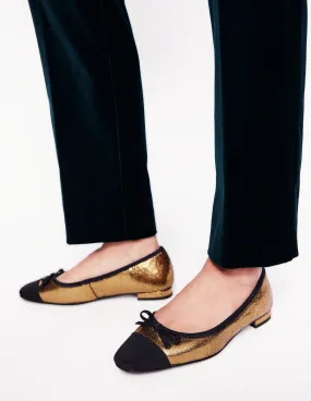 Toe Cap Ballet Flat-Bronze Metallic Leather