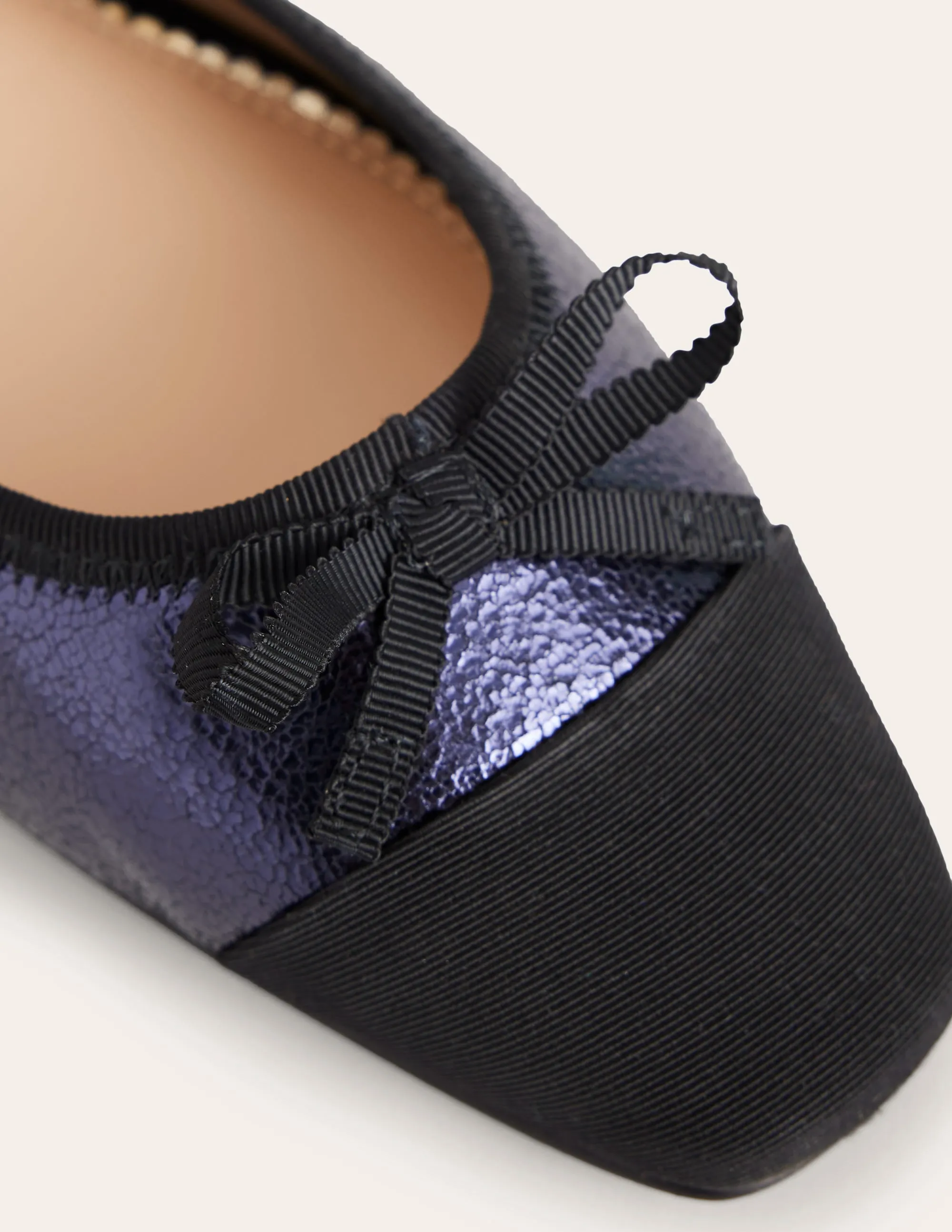 Toe Cap Ballet Flat-Navy Crackle Leather