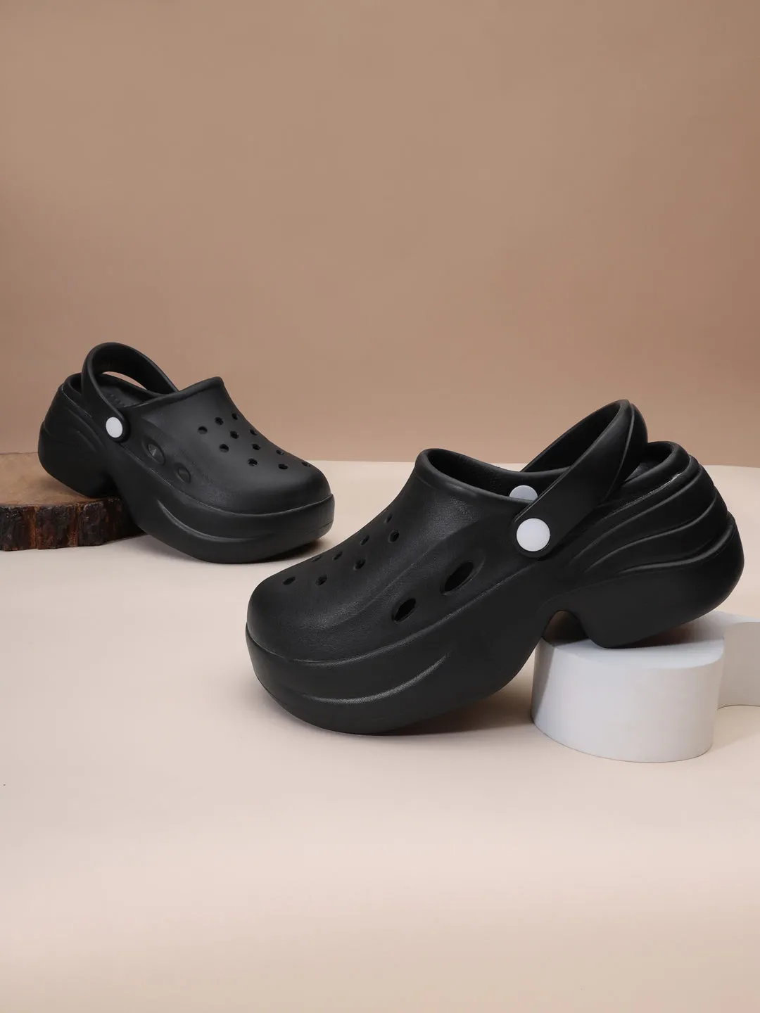 Total Black PU Slip-On Croc Flats (TC-RS3580-TOTBLK)