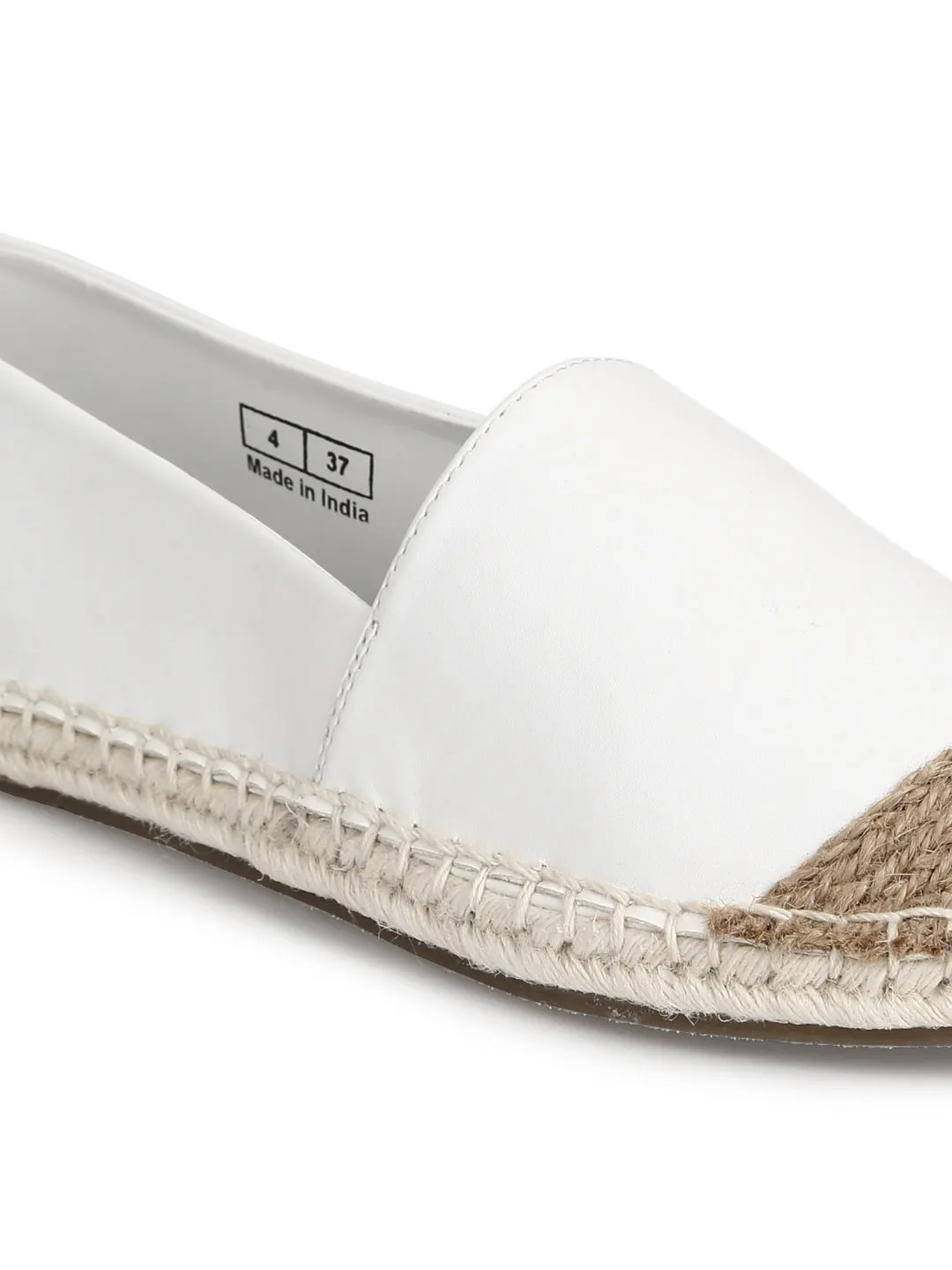 White Canvas Slip On Espadrille Shoes