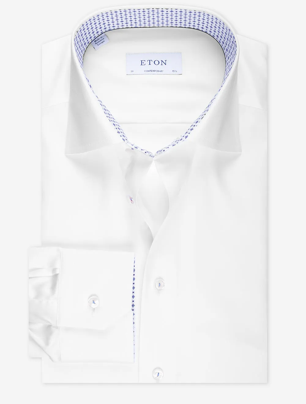 White Plain With Inlay Contemporary Fit Shirt