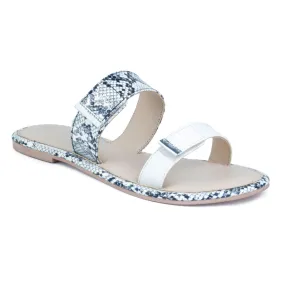 White Snake Print Slip-On Flat