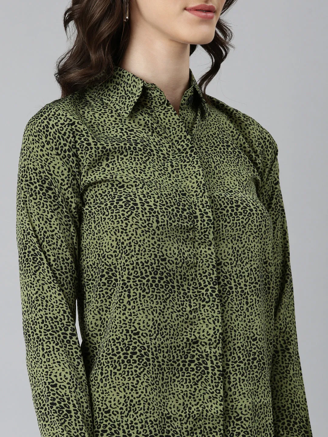 Women Olive Printed Shirt