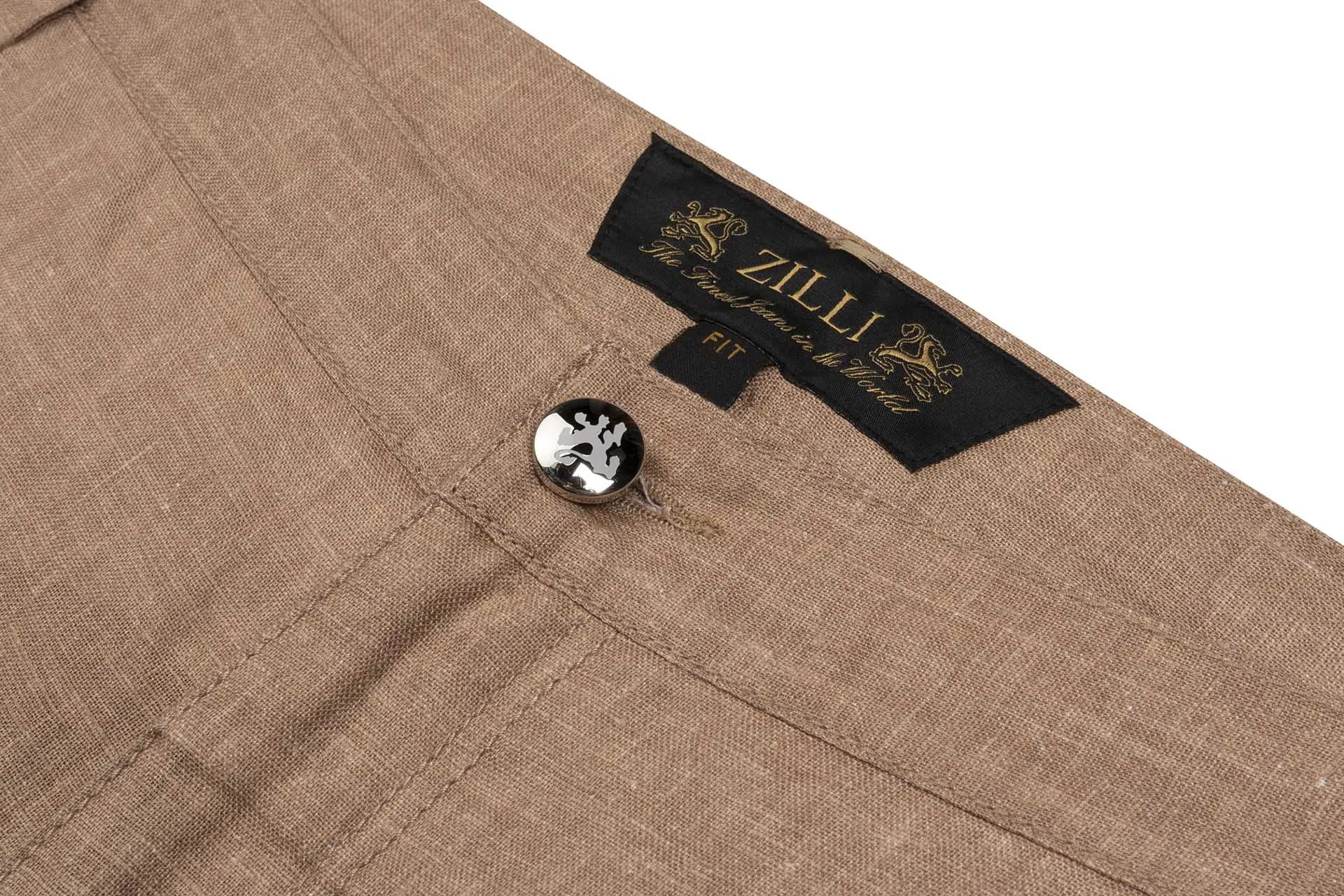 Zilli Slim Fit Linen Trousers with Micro Griffon Embroidery