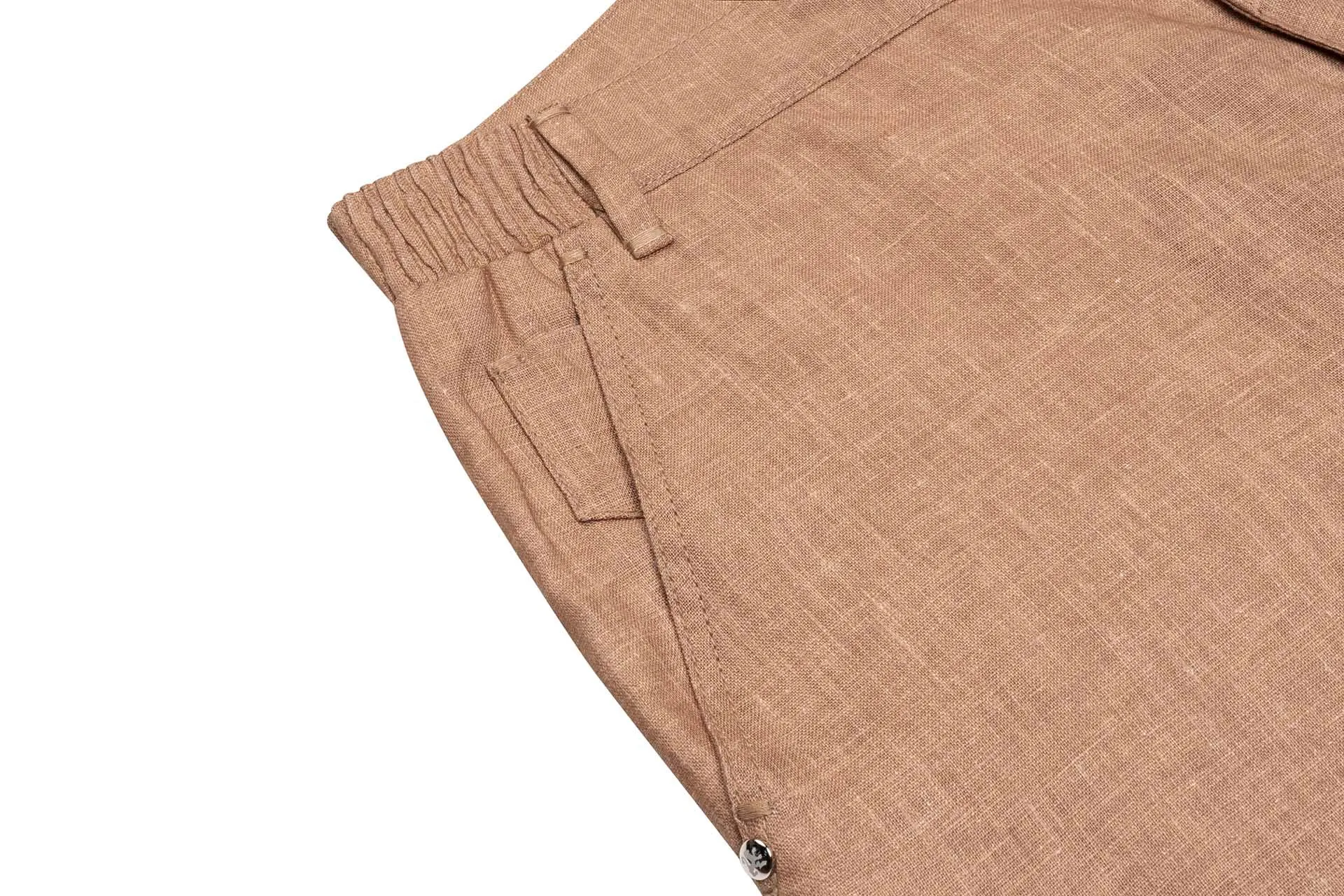 Zilli Slim Fit Linen Trousers with Micro Griffon Embroidery