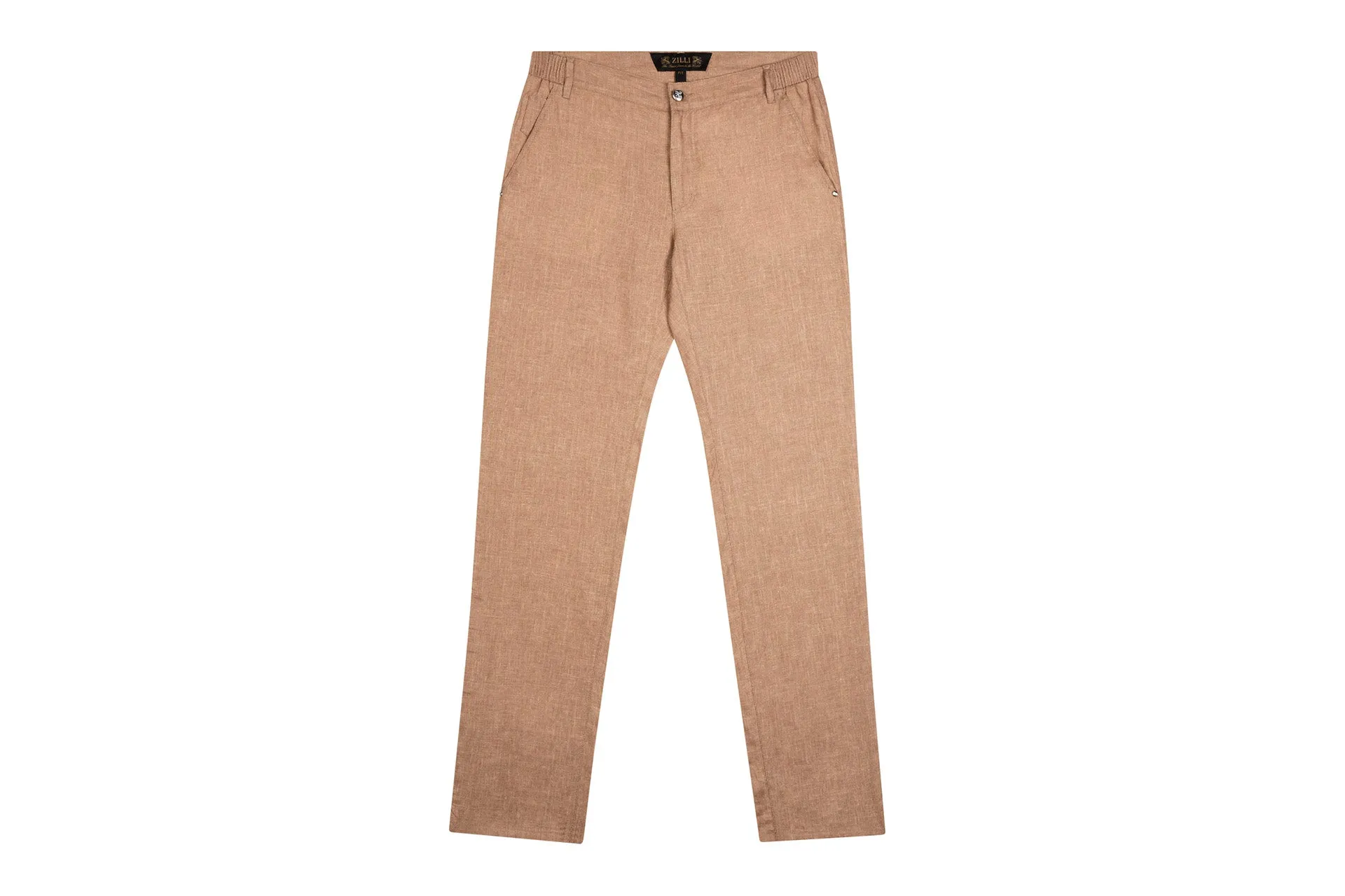 Zilli Slim Fit Linen Trousers with Micro Griffon Embroidery