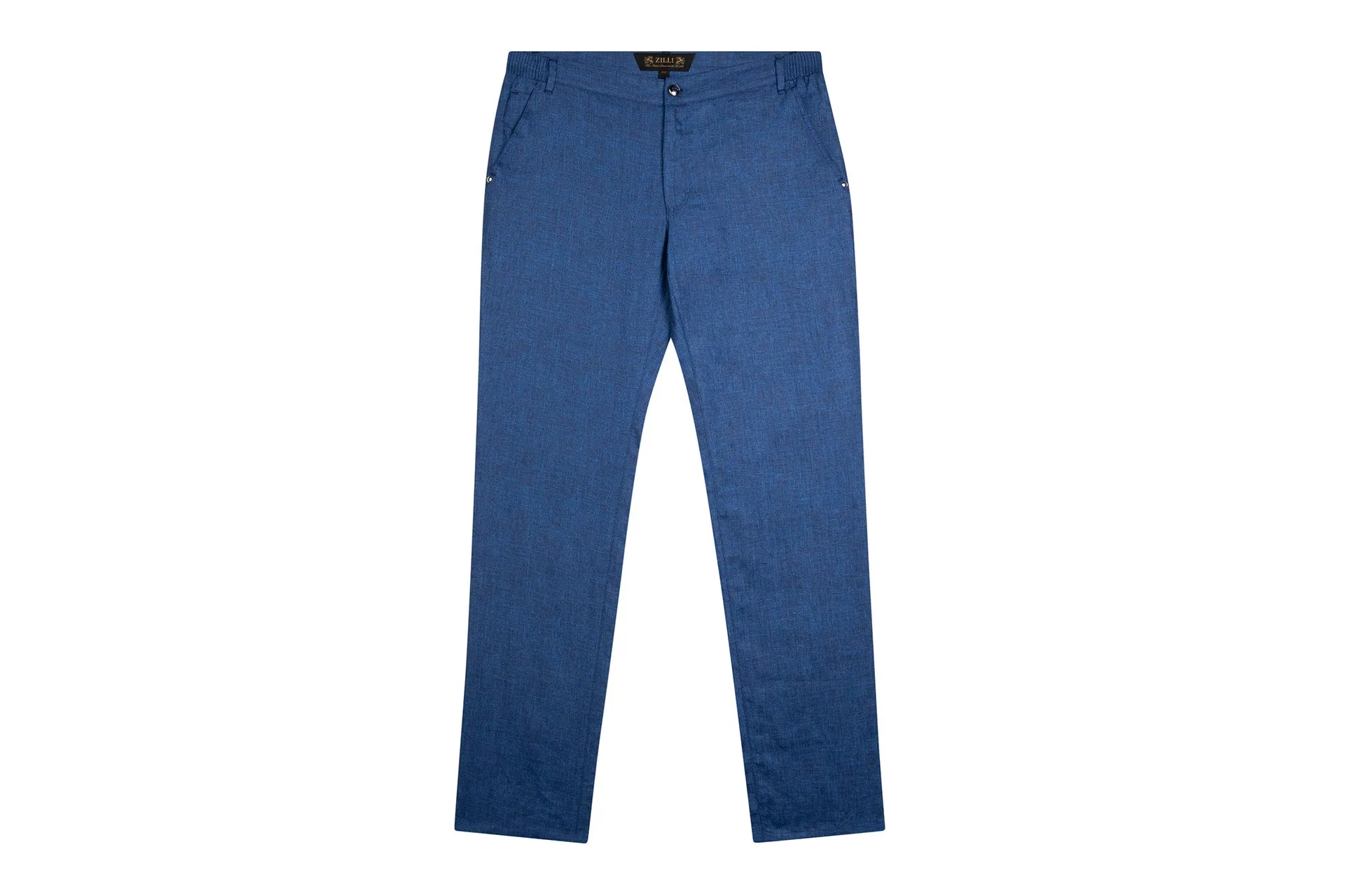 Zilli Slim Fit Linen Trousers with Micro Griffon Embroidery